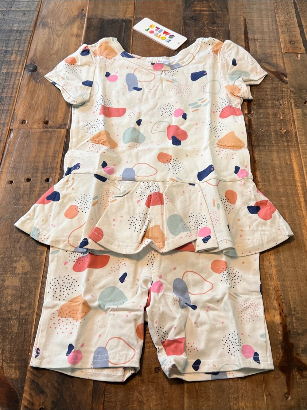 Dot Dot Smile size 5/6 girls terrazzo ruffle romper new